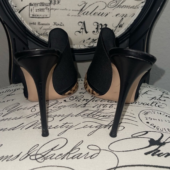 Gianvito Rossi 110mm Alise Leopard Print Black Stiletto Mules Open Peep Toe 40 - Picture 8 of 13
